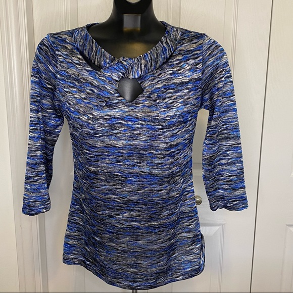 Cleo Blouse Blue and Silver Women’s Size Small - Picture 1 of 8